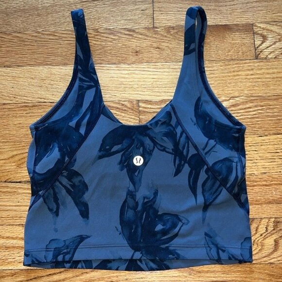 Lululemon Align Tank Top Cropped Botanical Bloom Anchor Multi Black Gray - Sz 2 - Picture 4 of 5